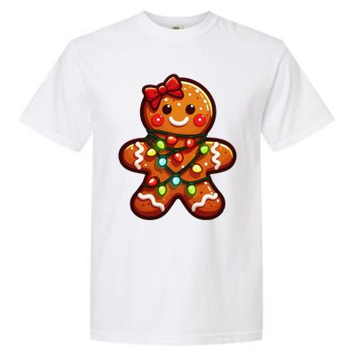 Gingerbread Girl Christmas Costume Cookie Tree Lights Xmas Garment-Dyed Heavyweight T-Shirt