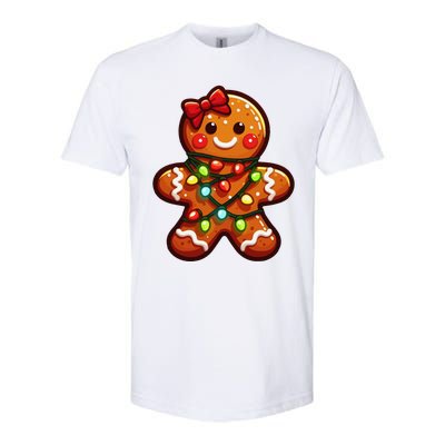 Gingerbread Girl Christmas Costume Cookie Tree Lights Xmas Softstyle CVC T-Shirt