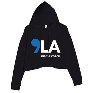 Great Gift Comma La Kamala Harris Tim Walz Coach 2024 La Comma Gift Crop Fleece Hoodie