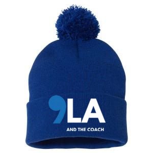 Great Gift Comma La Kamala Harris Tim Walz Coach 2024 La Comma Gift Pom Pom 12in Knit Beanie