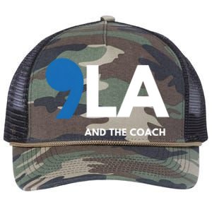 Great Gift Comma La Kamala Harris Tim Walz Coach 2024 La Comma Gift Retro Rope Trucker Hat Cap