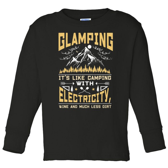 Gift Glamping Camping Wine Camper Happy Glamper Toddler Long Sleeve Shirt