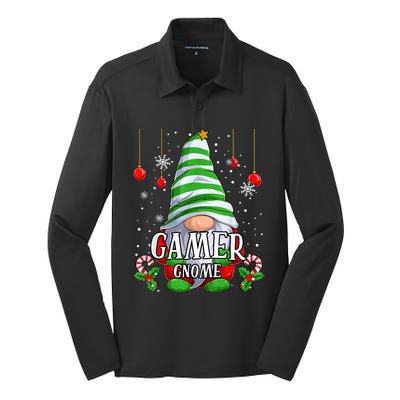 Gamer Gnome Christmas Pajamas Matching Family Group Silk Touch Performance Long Sleeve Polo