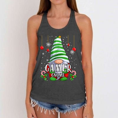 Gamer Gnome Christmas Pajamas Matching Family Group Women's Knotted Racerback Tank