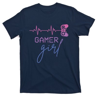 Gamer Girl Cute Heartbeat Gamer For Girl Video Game Lovers T-Shirt