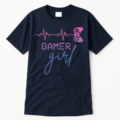 Gamer Girl Cute Heartbeat Gamer For Girl Video Game Lovers Tall T-Shirt