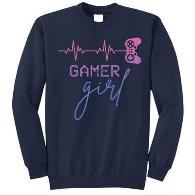 Gamer Girl Cute Heartbeat Gamer For Girl Video Game Lovers Tall Sweatshirt