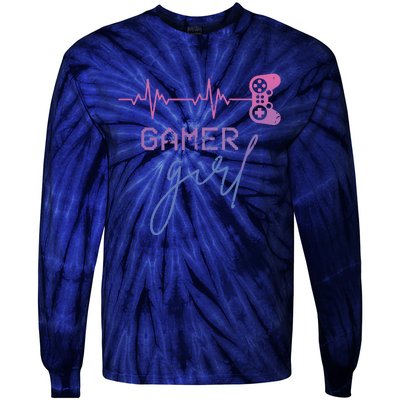 Gamer Girl Cute Heartbeat Gamer For Girl Video Game Lovers Tie-Dye Long Sleeve Shirt