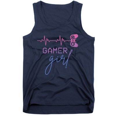 Gamer Girl Cute Heartbeat Gamer For Girl Video Game Lovers Tank Top