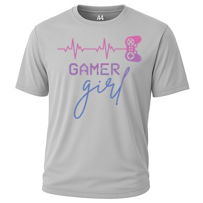 Gamer Girl Cute Heartbeat Gamer For Girl Video Game Lovers Cooling Performance Crew T-Shirt