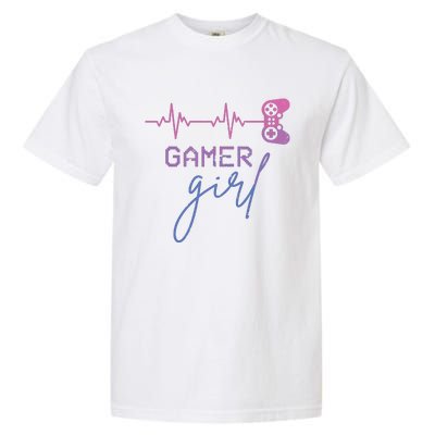 Gamer Girl Cute Heartbeat Gamer For Girl Video Game Lovers Garment-Dyed Heavyweight T-Shirt