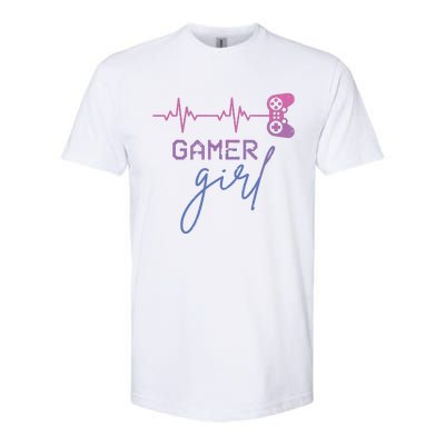 Gamer Girl Cute Heartbeat Gamer For Girl Video Game Lovers Softstyle CVC T-Shirt