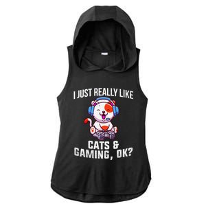 Gamer Gamer Cats And Gaming Cats And Gaming Gift Ladies PosiCharge Tri-Blend Wicking Draft Hoodie Tank