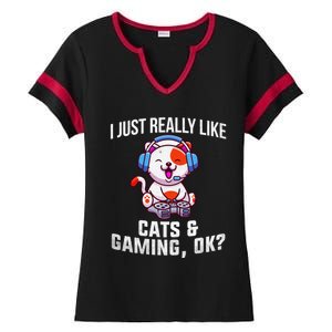 Gamer Gamer Cats And Gaming Cats And Gaming Gift Ladies Halftime Notch Neck Tee