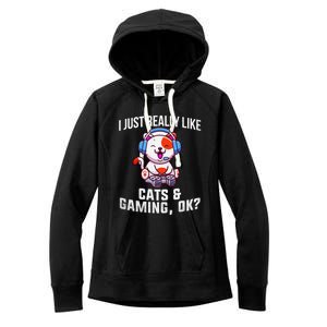 Gamer Gamer Cats And Gaming Cats And Gaming Gift Women's Fleece Hoodie