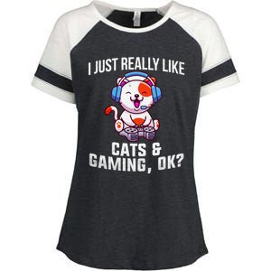 Gamer Gamer Cats And Gaming Cats And Gaming Gift Enza Ladies Jersey Colorblock Tee