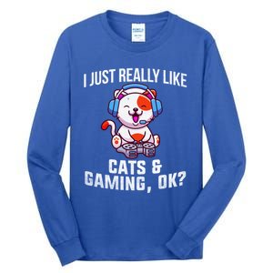 Gamer Gamer Cats And Gaming Cats And Gaming Gift Tall Long Sleeve T-Shirt