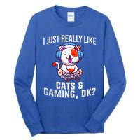 Gamer Gamer Cats And Gaming Cats And Gaming Gift Tall Long Sleeve T-Shirt