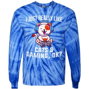 Gamer Gamer Cats And Gaming Cats And Gaming Gift Tie-Dye Long Sleeve Shirt