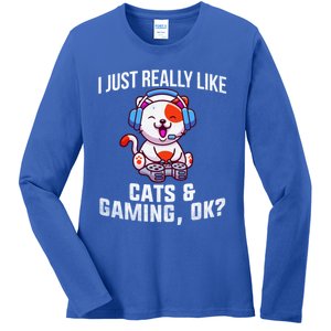 Gamer Gamer Cats And Gaming Cats And Gaming Gift Ladies Long Sleeve Shirt