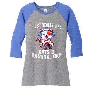 Gamer Gamer Cats And Gaming Cats And Gaming Gift Women's Tri-Blend 3/4-Sleeve Raglan Shirt