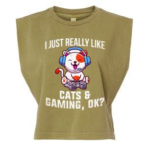 Gamer Gamer Cats And Gaming Cats And Gaming Gift Garment-Dyed Women's Muscle Tee