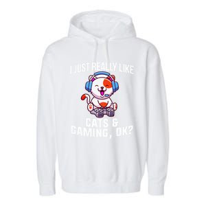 Gamer Gamer Cats And Gaming Cats And Gaming Gift Garment-Dyed Fleece Hoodie