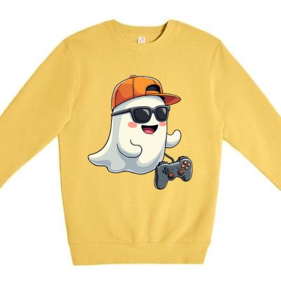 Gamer Ghost Cool Halloween Costume Video Game Lover Gaming Gift Premium Crewneck Sweatshirt