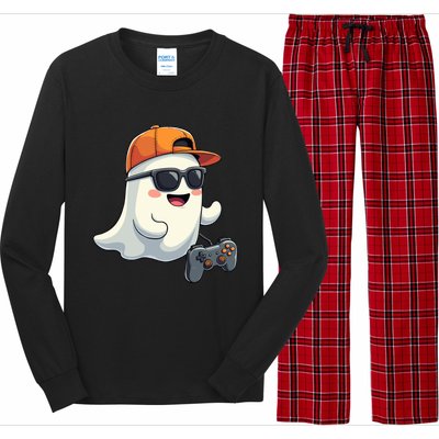 Gamer Ghost Cool Halloween Costume Video Game Lover Gaming Gift Long Sleeve Pajama Set