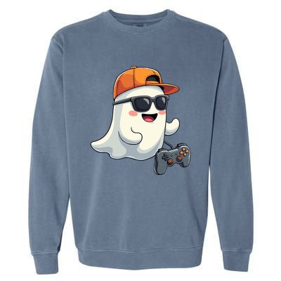 Gamer Ghost Cool Halloween Costume Video Game Lover Gaming Gift Garment-Dyed Sweatshirt