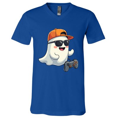 Gamer Ghost Cool Halloween Costume Video Game Lover Gaming Gift V-Neck T-Shirt