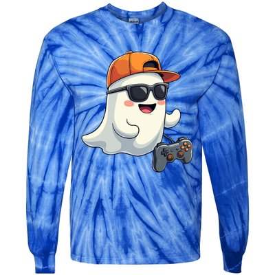 Gamer Ghost Cool Halloween Costume Video Game Lover Gaming Gift Tie-Dye Long Sleeve Shirt