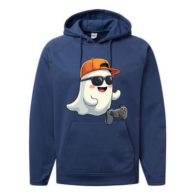 Gamer Ghost Cool Halloween Costume Video Game Lover Gaming Gift Performance Fleece Hoodie