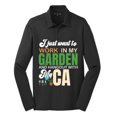 Gardening Graphic Cat Lover Gardener Garden Pet Gifts Plants Silk Touch Performance Long Sleeve Polo