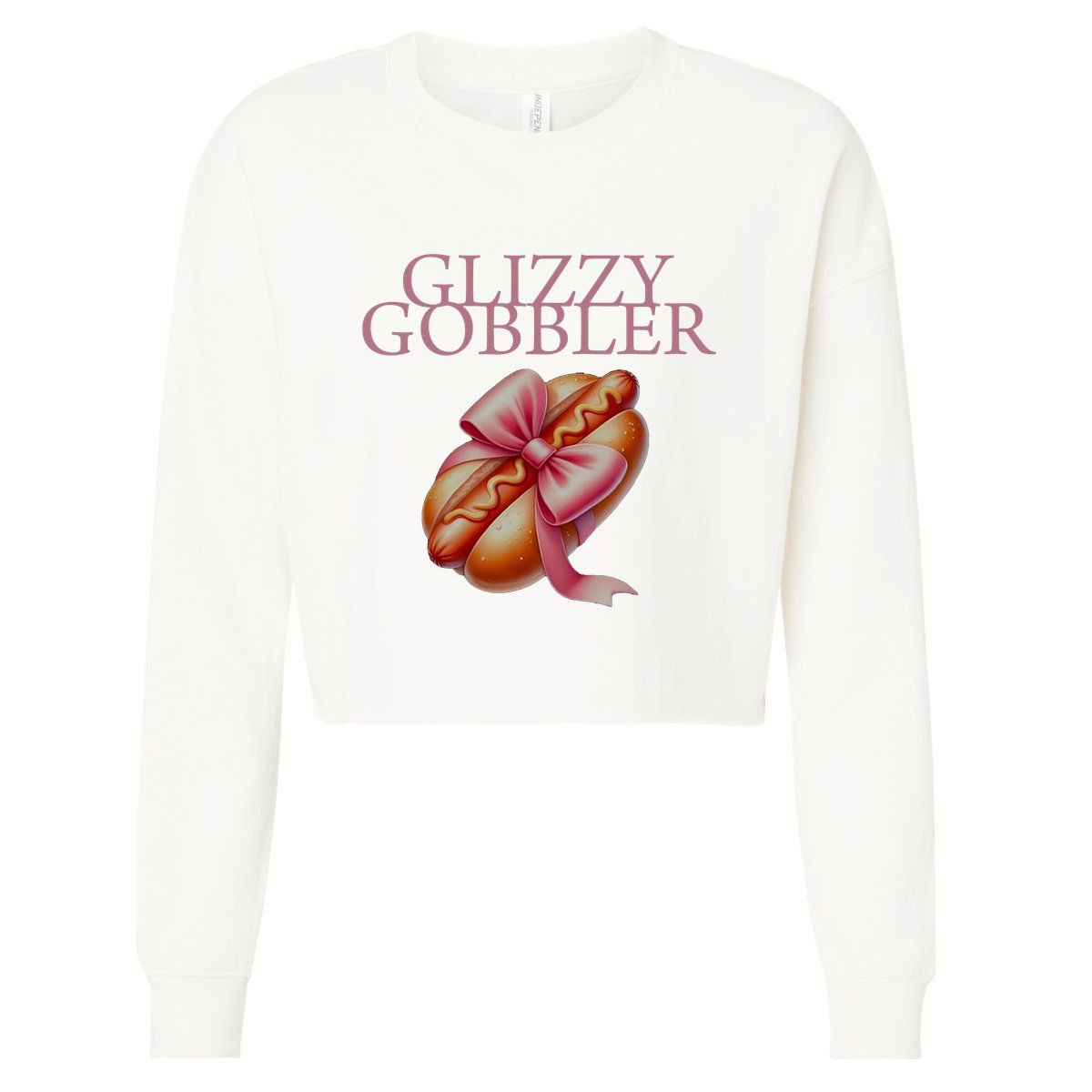 Glizzy Gobbler Coquette Cropped Pullover Crew
