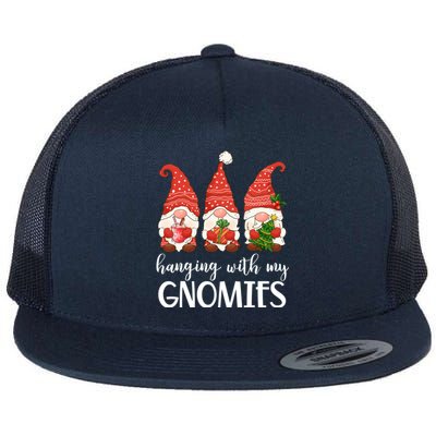 Garden Gnome Christmas Hanging With My Gnomies Gift Flat Bill Trucker Hat