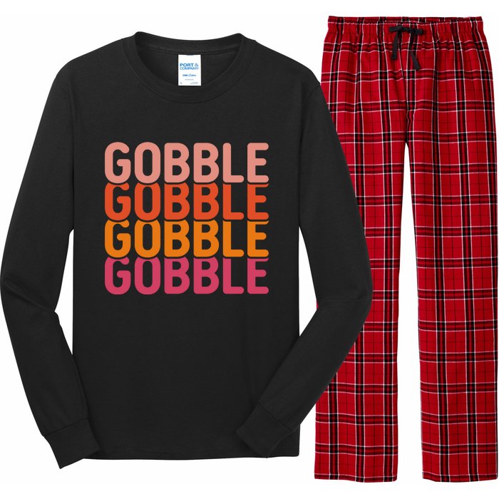 Gobble Gobble Cute Thanksgiving Vintage Long Sleeve Pajama Set