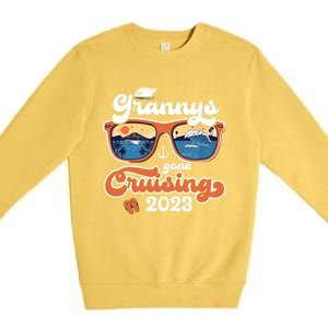 Grannys Gone Cruising Family Cruise Squad Vacation Quote Cool Gift Premium Crewneck Sweatshirt