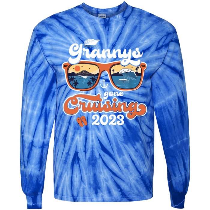 Grannys Gone Cruising Family Cruise Squad Vacation Quote Cool Gift Tie-Dye Long Sleeve Shirt