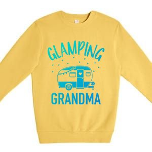 Glamping Grandma Camping Caravan Trailer Great Gift Premium Crewneck Sweatshirt