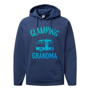 Glamping Grandma Camping Caravan Trailer Great Gift Performance Fleece Hoodie