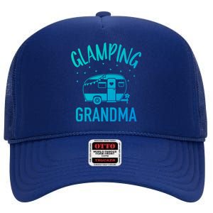 Glamping Grandma Camping Caravan Trailer Great Gift High Crown Mesh Back Trucker Hat