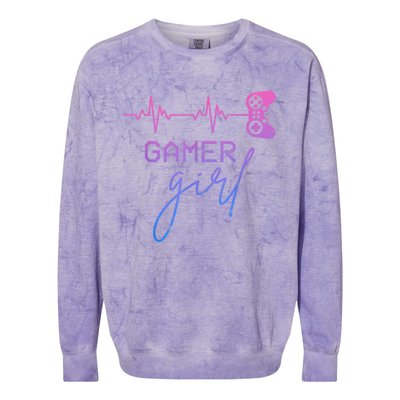 Gamer Girl Cute Heartbeat Gamer For Girl Video Game Lovers Colorblast Crewneck Sweatshirt