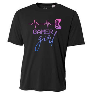 Gamer Girl Cute Heartbeat Gamer For Girl Video Game Lovers Cooling Performance Crew T-Shirt