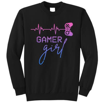 Gamer Girl Cute Heartbeat Gamer For Girl Video Game Lovers Sweatshirt