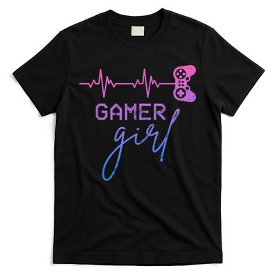 Gamer Girl Cute Heartbeat Gamer For Girl Video Game Lovers T-Shirt