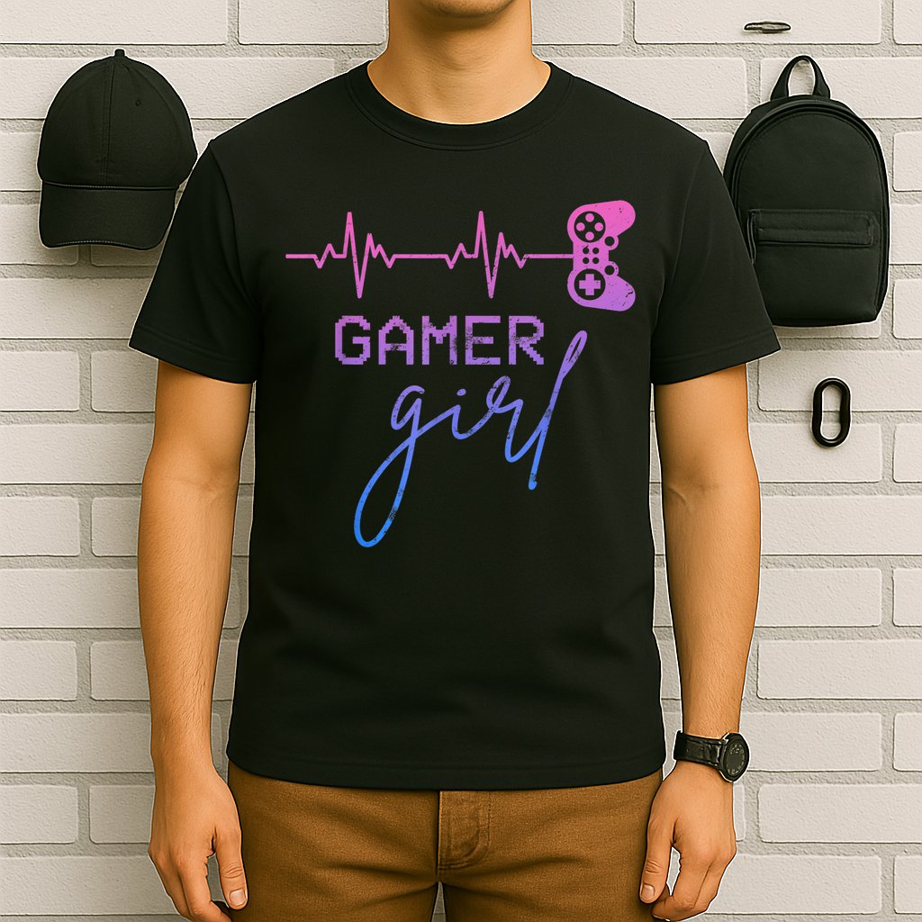 Gamer Girl Cute Heartbeat Gamer For Girl Video Game Lovers T-Shirt