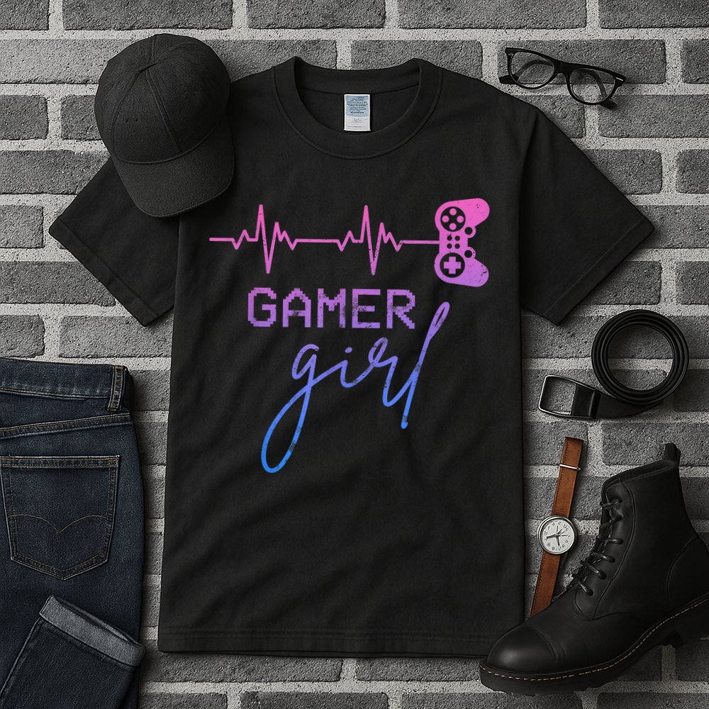 Gamer Girl Cute Heartbeat Gamer For Girl Video Game Lovers Tall T-Shirt