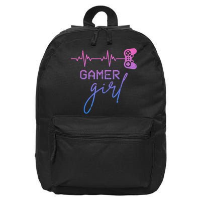 Gamer Girl Cute Heartbeat Gamer For Girl Video Game Lovers 16 in Basic Backpack