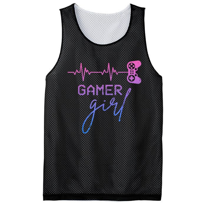 Gamer Girl Cute Heartbeat Gamer For Girl Video Game Lovers Mesh Reversible Basketball Jersey Tank